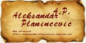 Aleksandar Planinčević vizit kartica